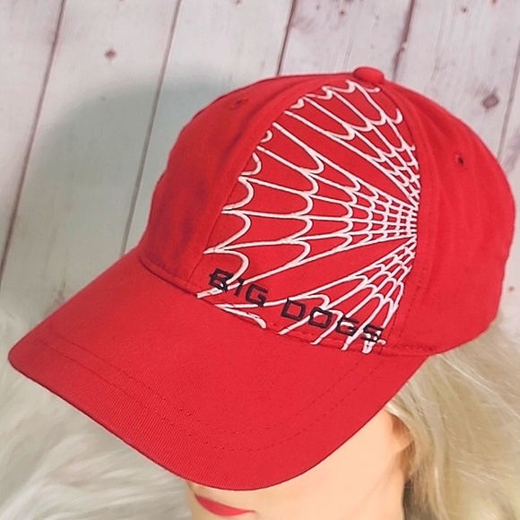 Vintage 90s Y2K Big Dogs Spider-Man Web Red Embroidered Adjustable Hat Cap - Picture 6 of 16
